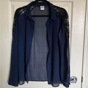 Vero Moda Dark Blue Sheer Blouse